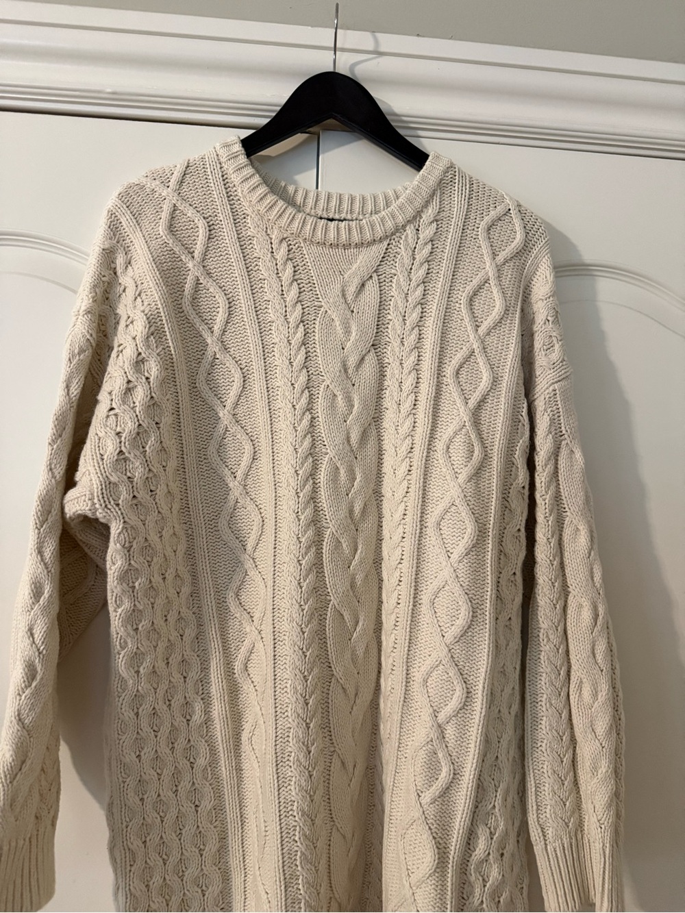 Gap Cozy Cable Knit Crewneck Sweater Dress - Cream